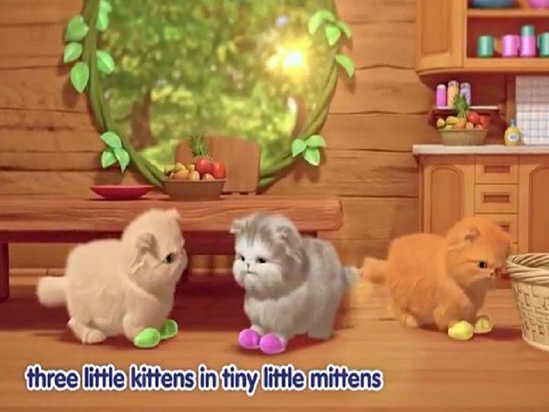 Three little kittens in tiny mittens