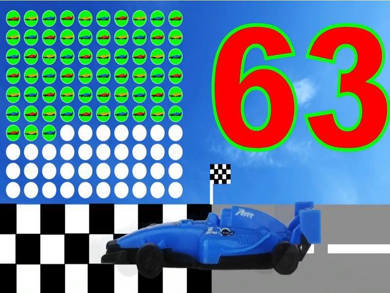 Count 1 to 100 Numbers with Race Cars